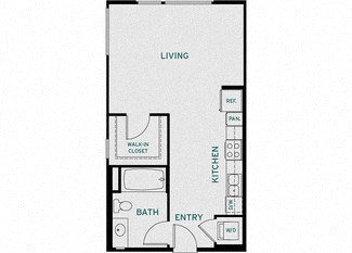 Floor plan for studio, 1 bath, 576 sqft